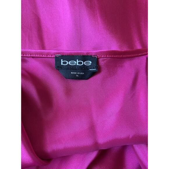 Y2K BEBE Womens Maxi Slip Dress XL Satin Burgundy Pink Whimsigoth Babydoll Prom - Picture 2 of 11